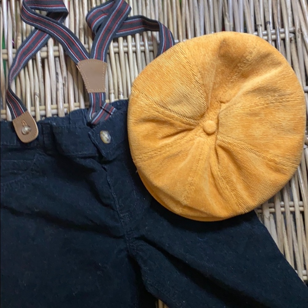 Suspender pants and hat